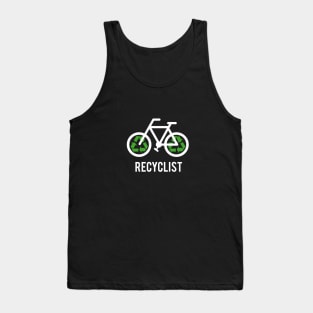 Recyclist, bicycle with recycling symbol, black t-shirt, black shirt for cyclists Tank Top